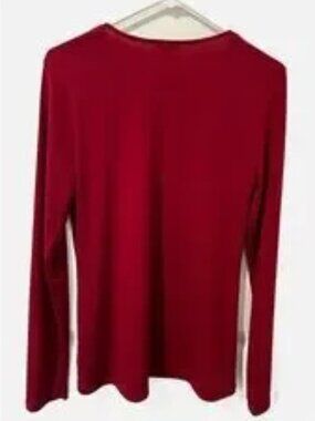 Deep red  front tie, long sleeve spandex/polyester shirt. NWT